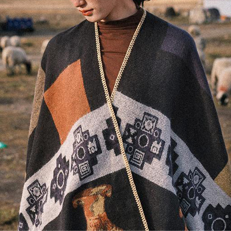 Buddha Stones chal tibetano ciervo jarrón formas geométricas invierno acogedor viaje bufanda abrigo - image 9