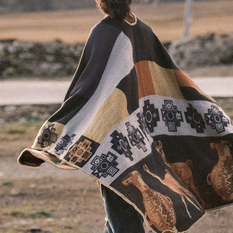 Buddha Stones chal tibetano ciervo jarrón formas geométricas invierno acogedor viaje bufanda abrigo - image 10