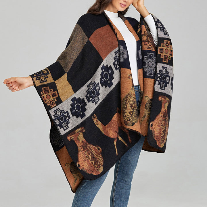 Buddha Stones chal tibetano ciervo jarrón formas geométricas invierno acogedor viaje bufanda abrigo - image 18