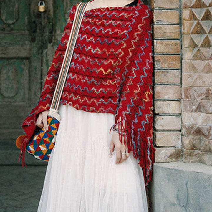 Buddha Stones tibetano colorido chal a rayas borlas jersey invierno acogedor viaje bufanda abrigo - image 18