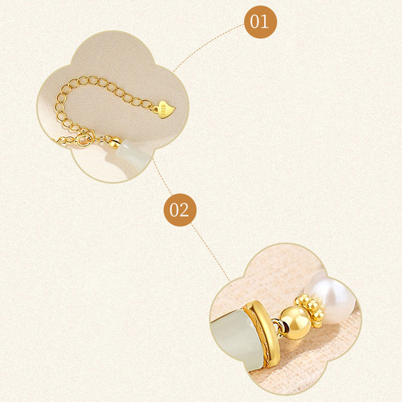 Pulsera de bendición de la suerte de bambú de jade blanco hetiano natural de plata de ley 925 con Buddha Stones - image 9