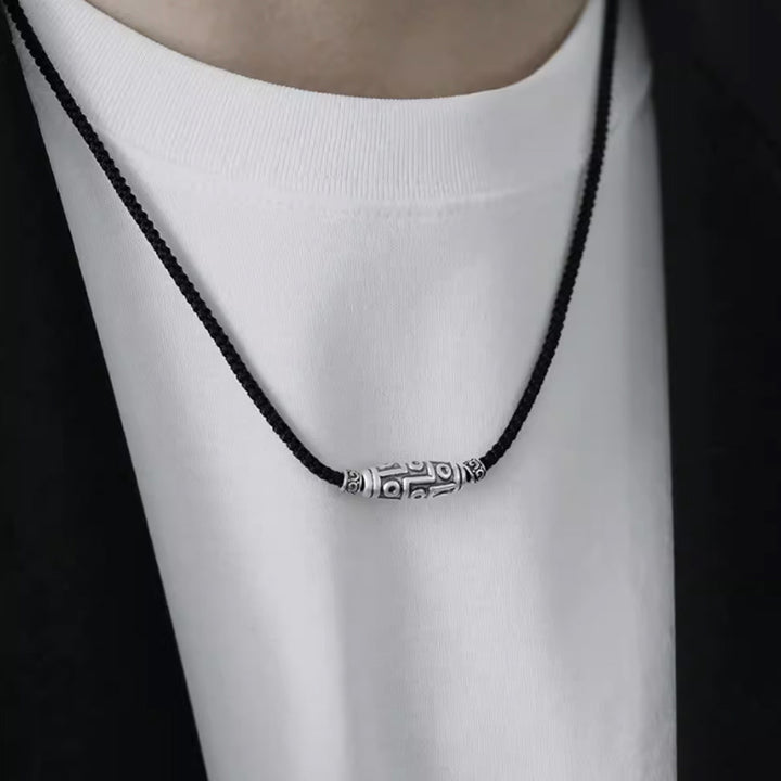 Collar con colgante de cuerda de protección con diseño de cuentas Dzi de nueve ojos de plata de ley 999 con Buddha Stones - image 11