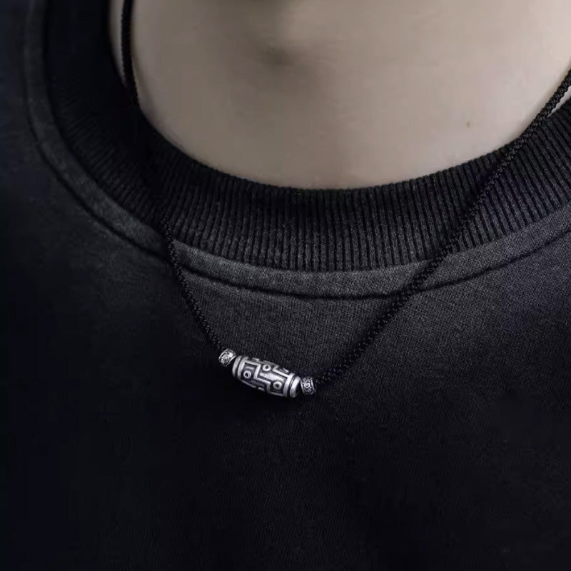 Collar con colgante de cuerda de protección con diseño de cuentas Dzi de nueve ojos de plata de ley 999 con Buddha Stones - image 13