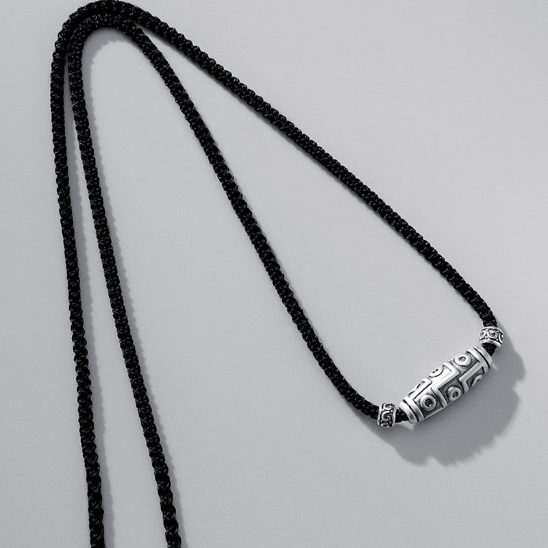 Collar con colgante de cuerda de protección con diseño de cuentas Dzi de nueve ojos de plata de ley 999 con Buddha Stones - image 8