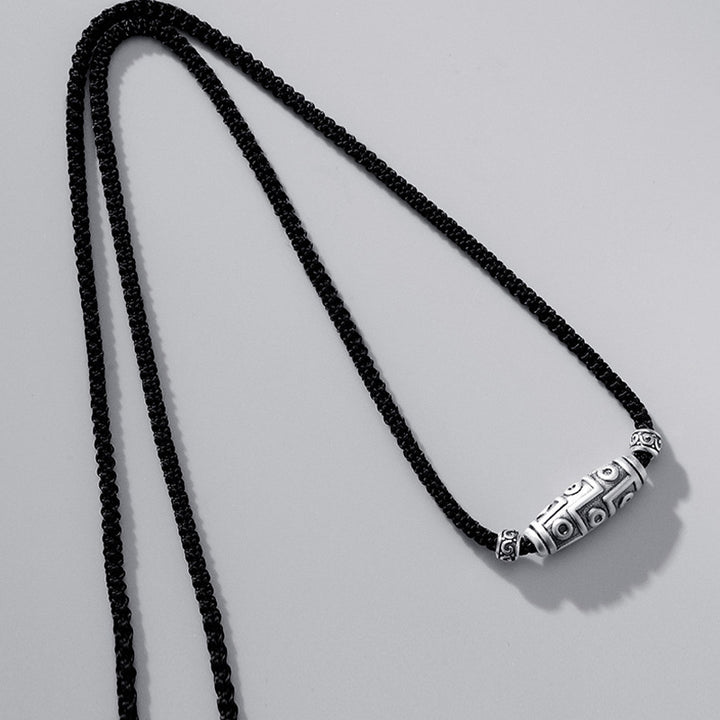 Collar con colgante de cuerda de protección con diseño de cuentas Dzi de nueve ojos de plata de ley 999 con Buddha Stones - image 8