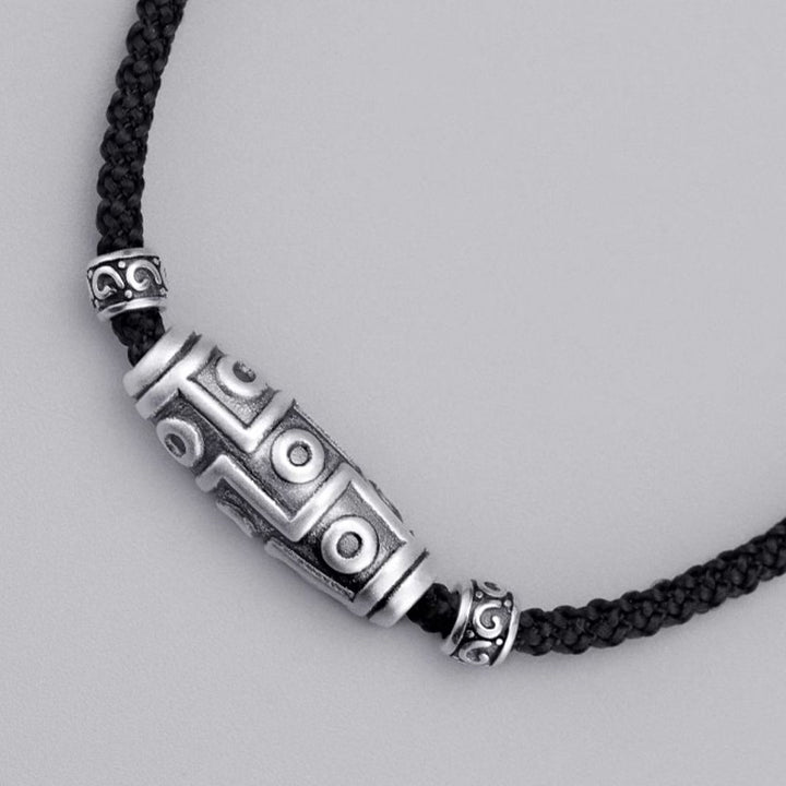 Collar con colgante de cuerda de protección con diseño de cuentas Dzi de nueve ojos de plata de ley 999 con Buddha Stones - image 5
