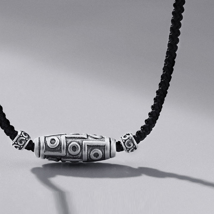 Collar con colgante de cuerda de protección con diseño de cuentas Dzi de nueve ojos de plata de ley 999 con Buddha Stones - image 7