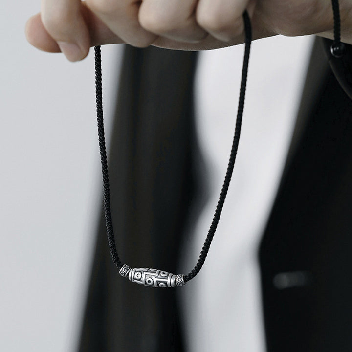 Collar con colgante de cuerda de protección con diseño de cuentas Dzi de nueve ojos de plata de ley 999 con Buddha Stones - image 14