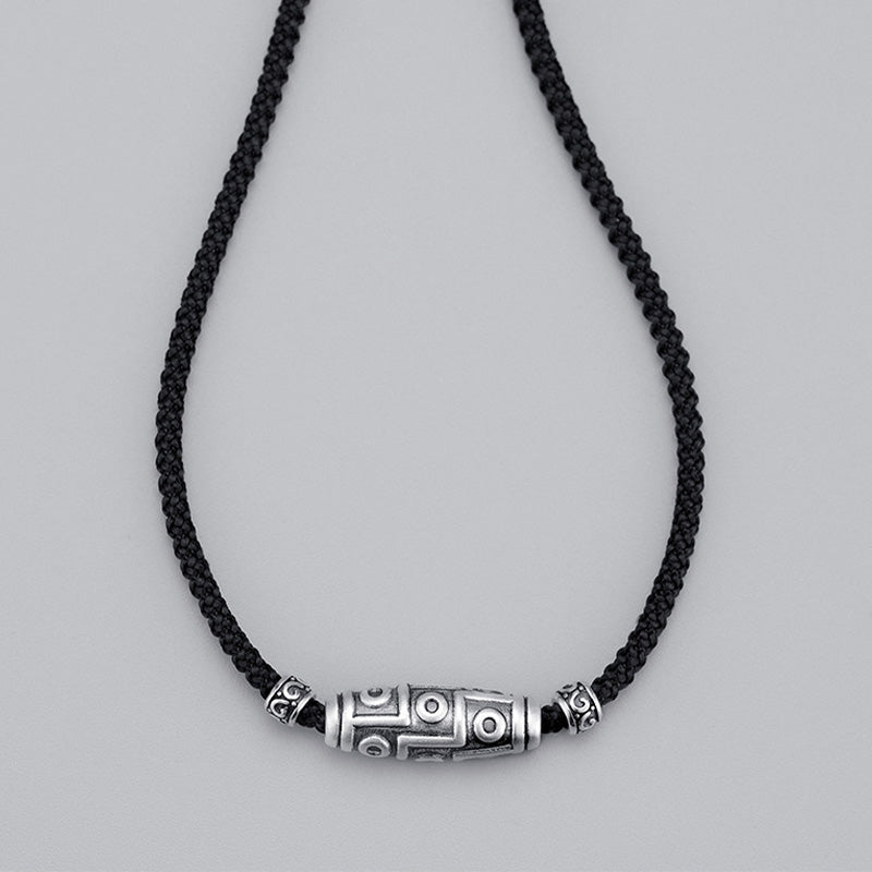 Collar con colgante de cuerda de protección con diseño de cuentas Dzi de nueve ojos de plata de ley 999 con Buddha Stones - image 16