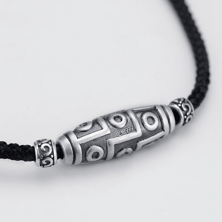 Collar con colgante de cuerda de protección con diseño de cuentas Dzi de nueve ojos de plata de ley 999 con Buddha Stones - image 6