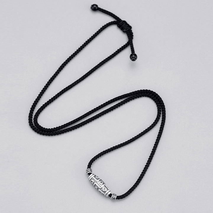 Collar con colgante de cuerda de protección con diseño de cuentas Dzi de nueve ojos de plata de ley 999 con Buddha Stones - image 4
