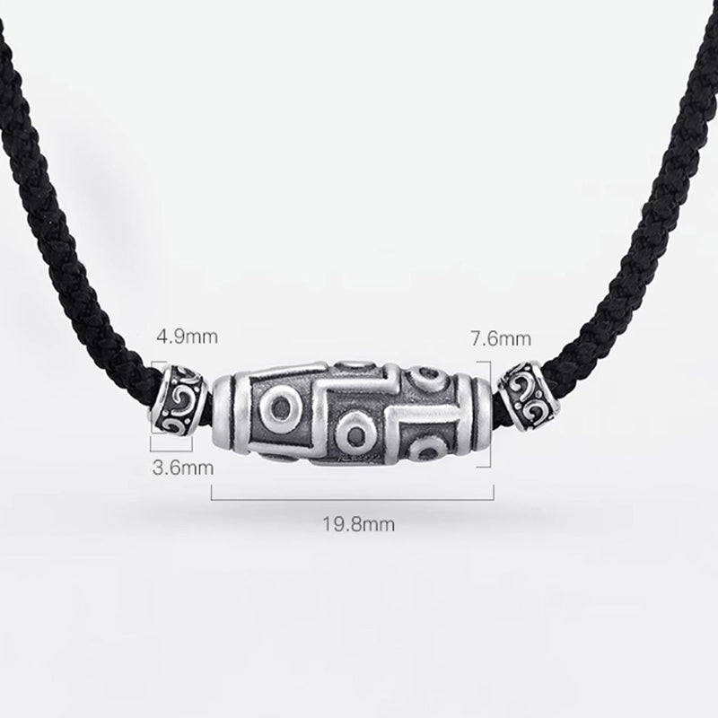 Collar con colgante de cuerda de protección con diseño de cuentas Dzi de nueve ojos de plata de ley 999 con Buddha Stones - image 17