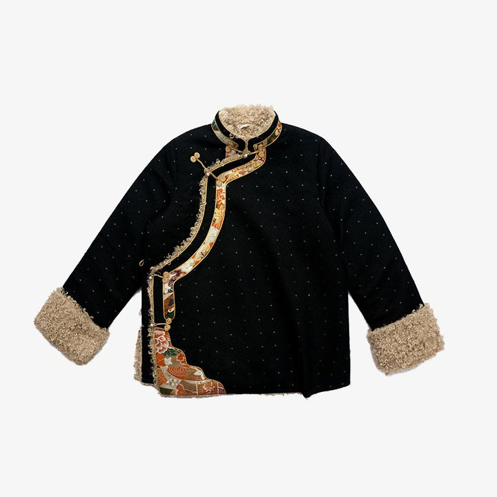 Ropa tibetana de Buddha Stones Lhasa, Top con forro polar, ropa de invierno para mujer