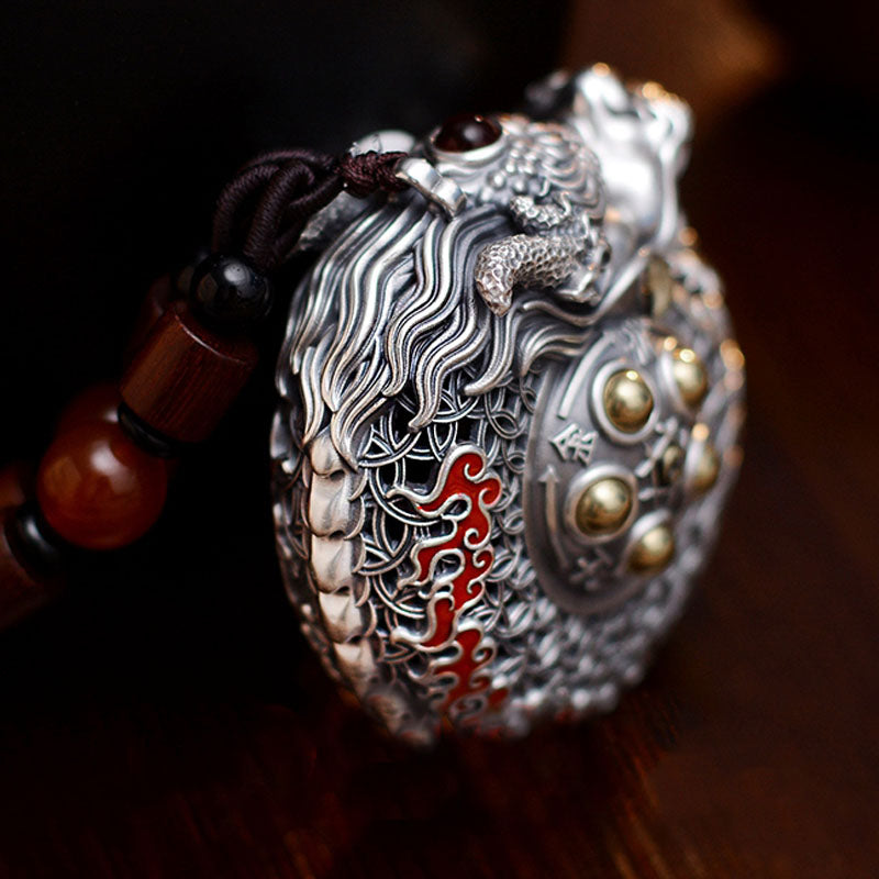 Buddha Stones de plata de ley 999, bola giratoria del Año del Dragón, cinco elementos, moneda de cobre, decoración colgante resistente - image 2
