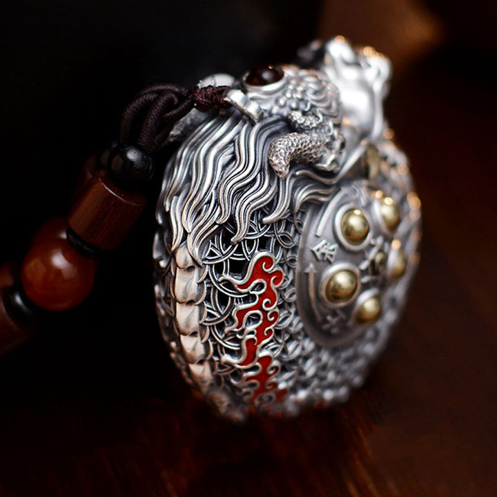 Buddha Stones de plata de ley 999, bola giratoria del Año del Dragón, cinco elementos, moneda de cobre, decoración colgante resistente - image 2