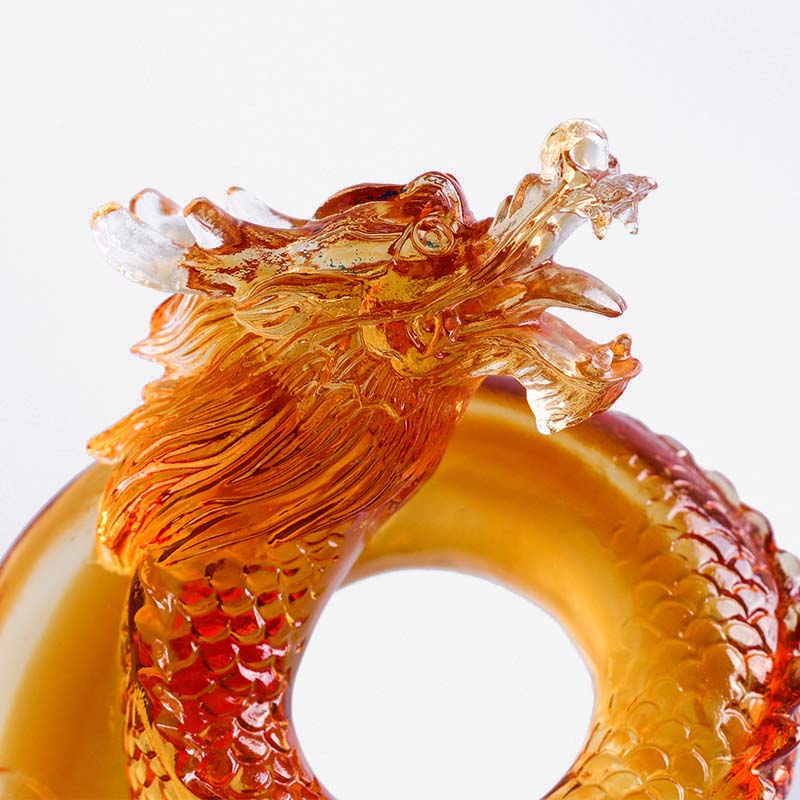 Buddha Stones Año del Dragón Zodíaco Chino Hecho a Mano Dragón Amarillo Liuli Pieza de Arte de Cristal Protección decoración de la Oficina del hogar - image 6