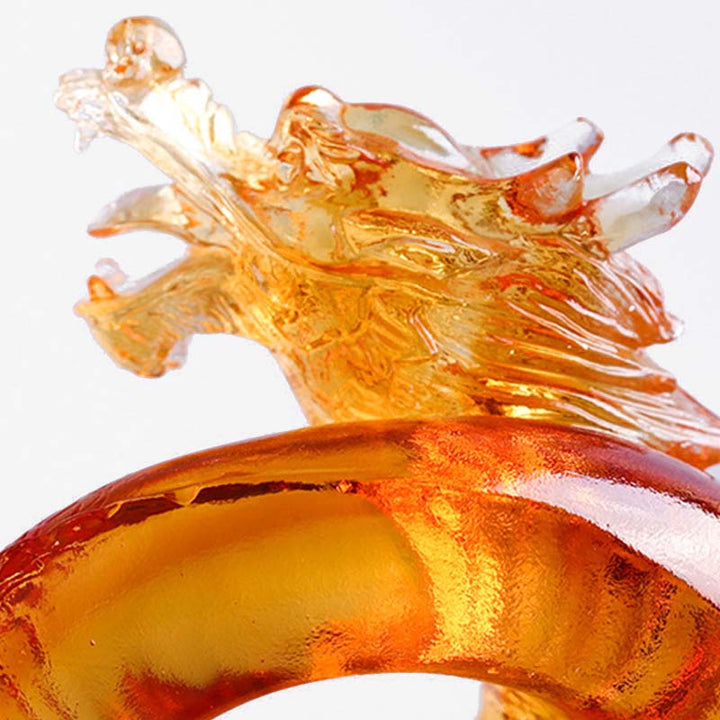 Buddha Stones Año del Dragón Zodíaco Chino Hecho a Mano Dragón Amarillo Liuli Pieza de Arte de Cristal Protección decoración de la Oficina del hogar - image 7