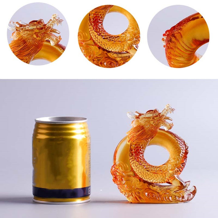 Buddha Stones Año del Dragón Zodíaco Chino Hecho a Mano Dragón Amarillo Liuli Pieza de Arte de Cristal Protección decoración de la Oficina del hogar - image 11