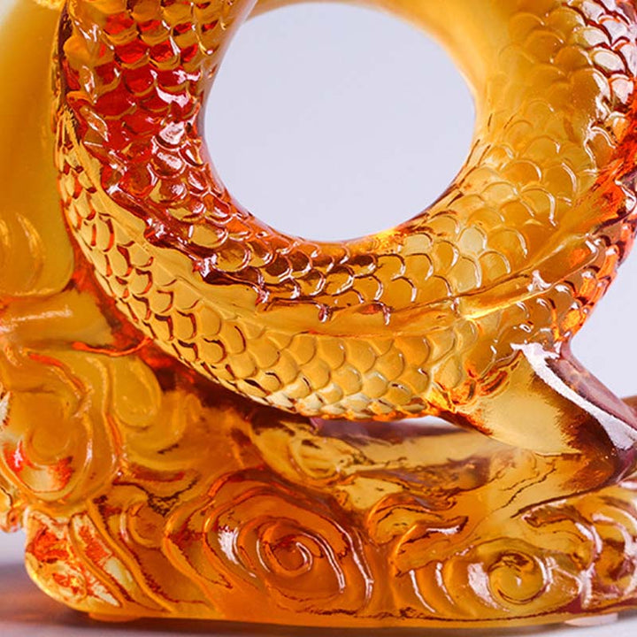 Buddha Stones Año del Dragón Zodíaco Chino Hecho a Mano Dragón Amarillo Liuli Pieza de Arte de Cristal Protección decoración de la Oficina del hogar - image 8