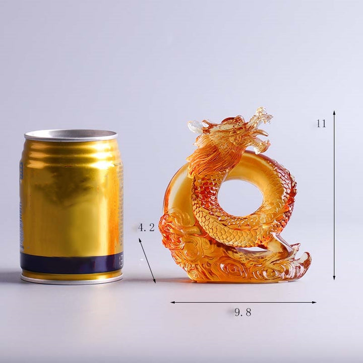 Buddha Stones Año del Dragón Zodíaco Chino Hecho a Mano Dragón Amarillo Liuli Pieza de Arte de Cristal Protección decoración de la Oficina del hogar - image 12