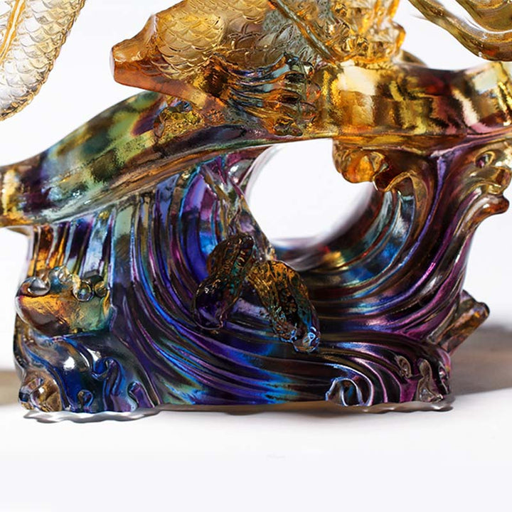 Buddha Stones Año del Dragón hecho a mano, mango Ruyi Liuli, pieza de arte con cristal, protección, decoración para el hogar y la Oficina - image 4