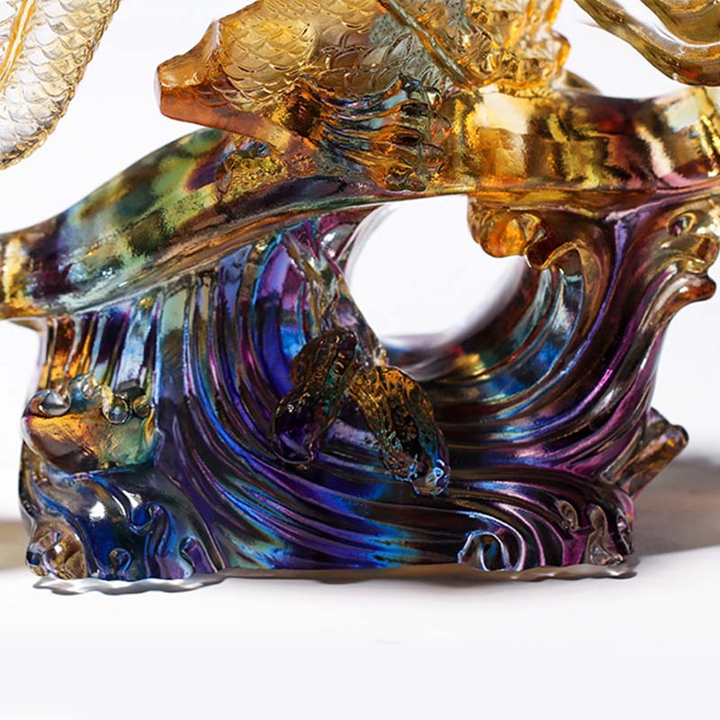 Buddha Stones Año del Dragón hecho a mano, mango Ruyi Liuli, pieza de arte con cristal, protección, decoración para el hogar y la Oficina - image 4