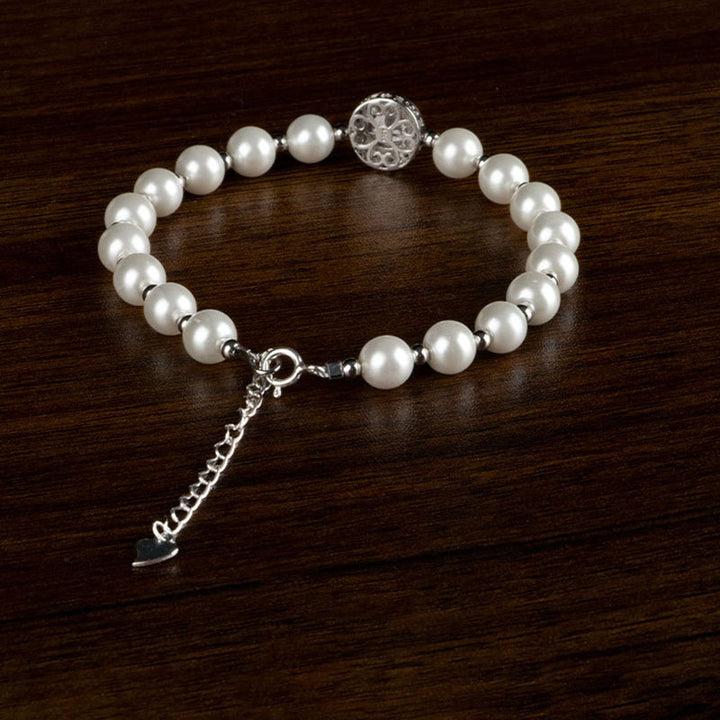 Anillo de pulsera de cadena curativa de calcedonia azul perla de plata de ley 925 con Buddha Stones - image 1