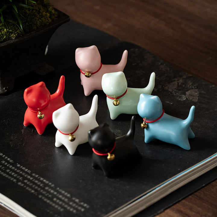 Buddha Stones Mini pequeño gato lindo té mascota cerámica hogar escritorio estatuilla decoración - image 14