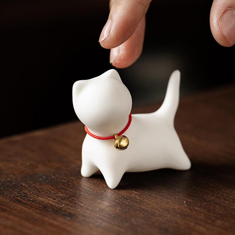 Buddha Stones Mini pequeño gato lindo té mascota cerámica hogar escritorio estatuilla decoración - image 6