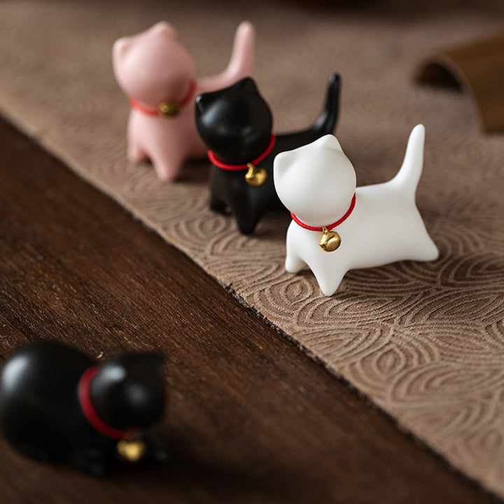 Buddha Stones Mini pequeño gato lindo té mascota cerámica hogar escritorio estatuilla decoración - image 15