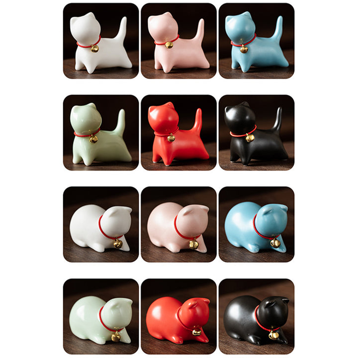 Buddha Stones Mini pequeño gato lindo té mascota cerámica hogar escritorio estatuilla decoración - image 26