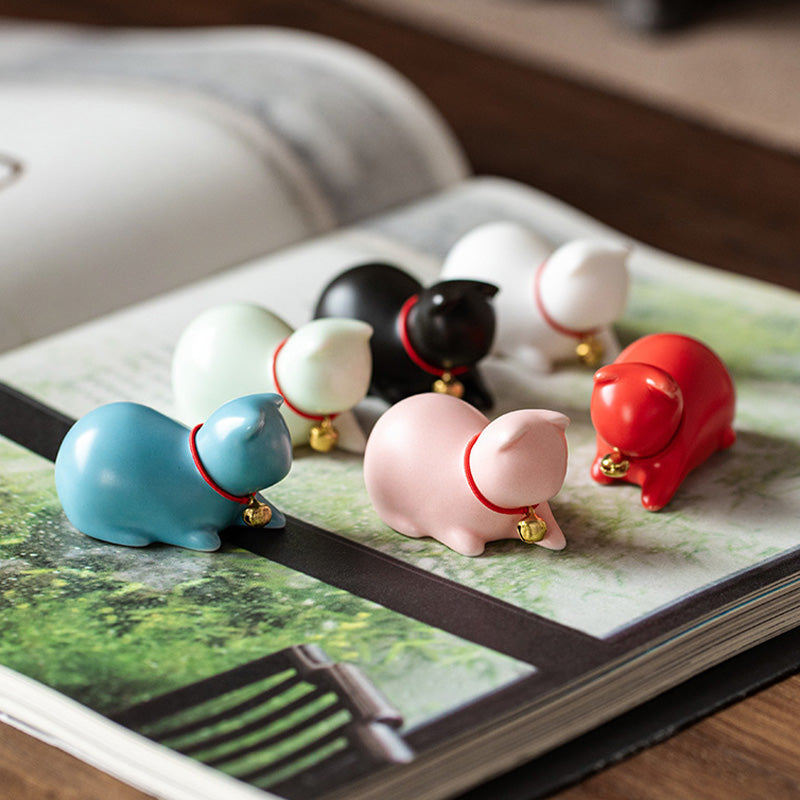 Buddha Stones Mini pequeño gato lindo té mascota cerámica hogar escritorio estatuilla decoración - image 24