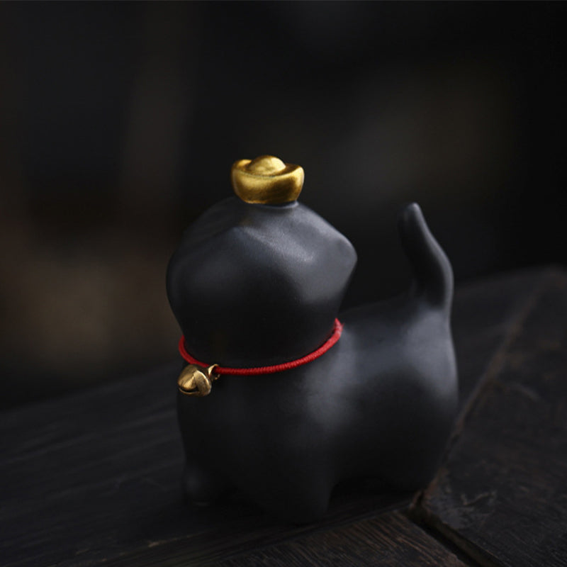 Buddha Stones, Mini lingote de gato de la suerte, té, mascota, cerámica, decoración de escritorio para el hogar - image 3