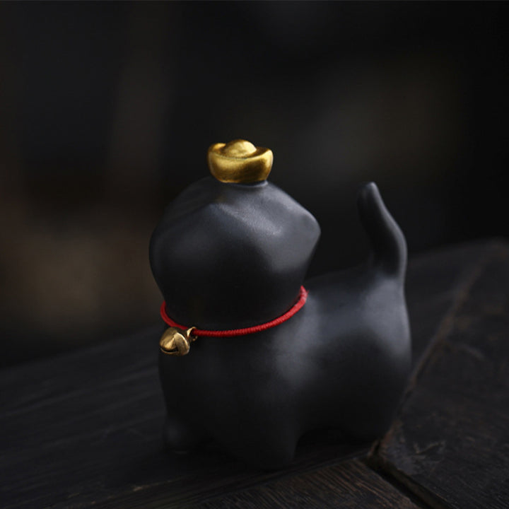 Buddha Stones, Mini lingote de gato de la suerte, té, mascota, cerámica, decoración de escritorio para el hogar - image 3