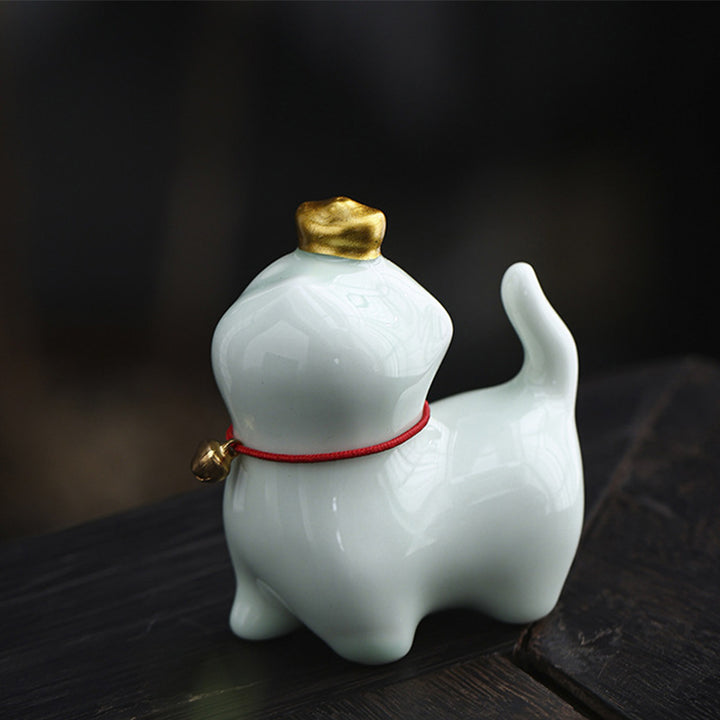 Buddha Stones, Mini lingote de gato de la suerte, té, mascota, cerámica, decoración de escritorio para el hogar - Gato de la suerte verde 5,5 x 3,2 x 6 cm - image 16