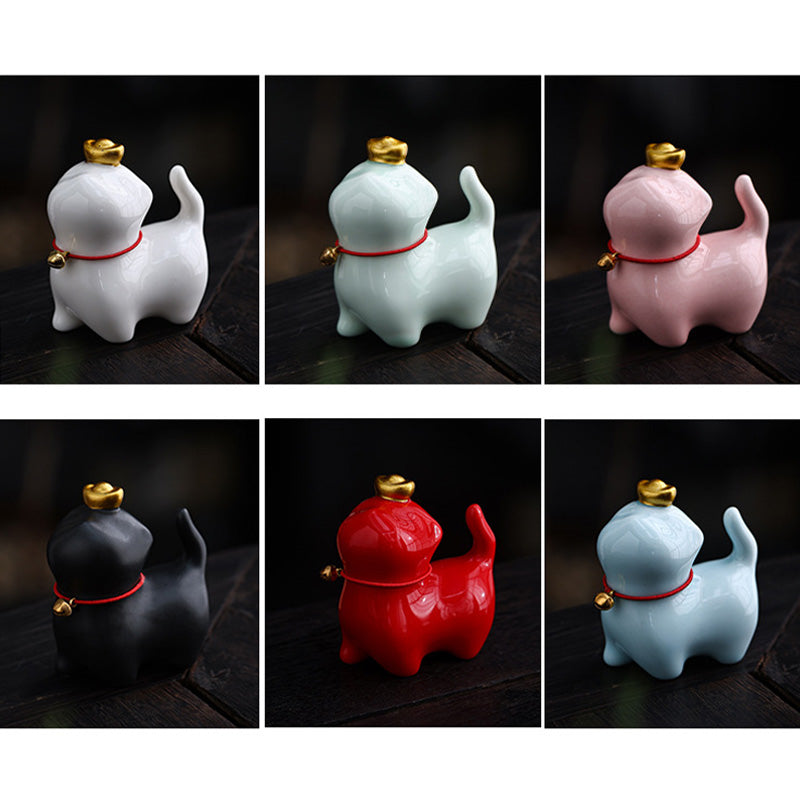 Buddha Stones, Mini lingote de gato de la suerte, té, mascota, cerámica, decoración de escritorio para el hogar - image 18