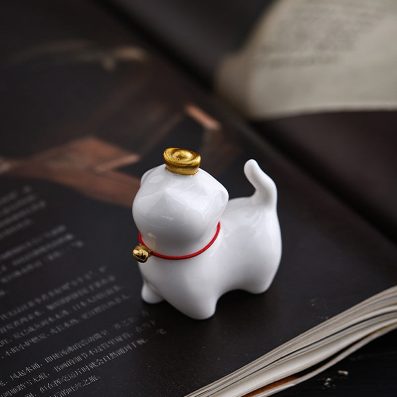 Buddha Stones, Mini lingote de gato de la suerte, té, mascota, cerámica, decoración de escritorio para el hogar - image 8