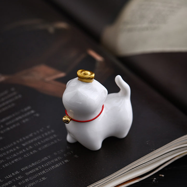 Buddha Stones, Mini lingote de gato de la suerte, té, mascota, cerámica, decoración de escritorio para el hogar - image 8