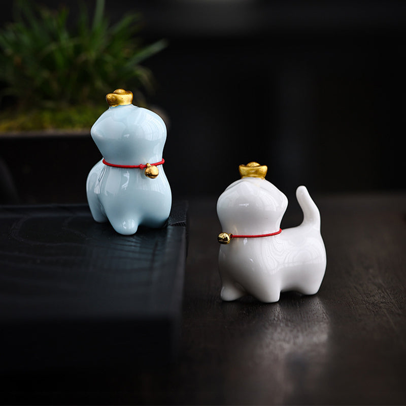 Buddha Stones, Mini lingote de gato de la suerte, té, mascota, cerámica, decoración de escritorio para el hogar - image 15