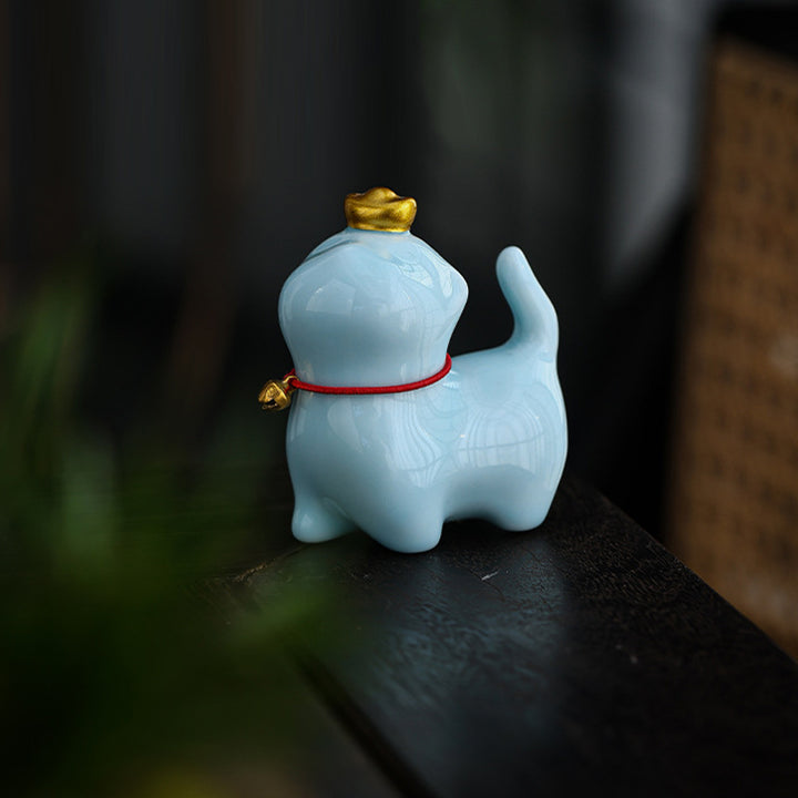 Buddha Stones, Mini lingote de gato de la suerte, té, mascota, cerámica, decoración de escritorio para el hogar - image 14