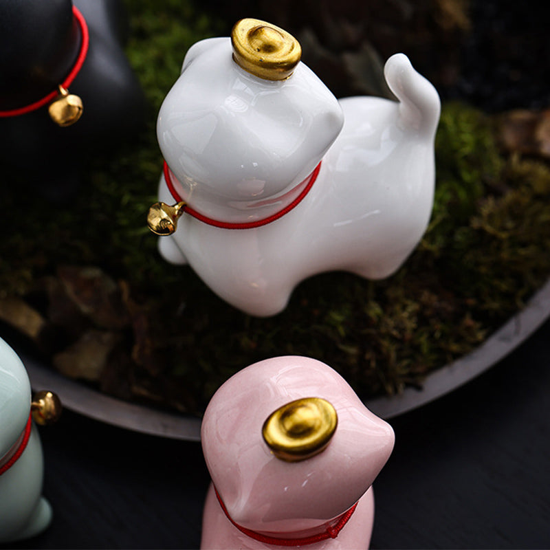 Buddha Stones, Mini lingote de gato de la suerte, té, mascota, cerámica, decoración de escritorio para el hogar - image 11