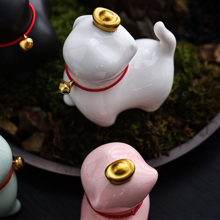 Buddha Stones, Mini lingote de gato de la suerte, té, mascota, cerámica, decoración de escritorio para el hogar - image 11