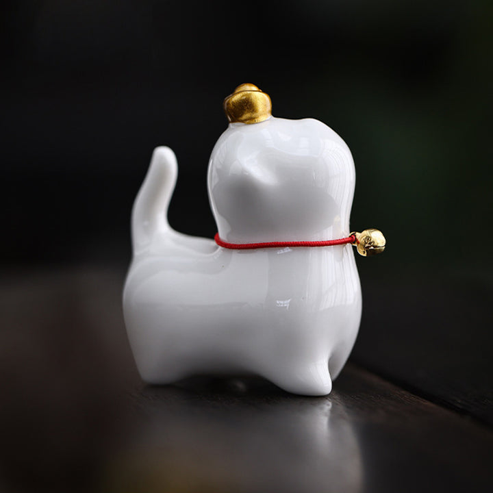 Buddha Stones, Mini lingote de gato de la suerte, té, mascota, cerámica, decoración de escritorio para el hogar - image 7
