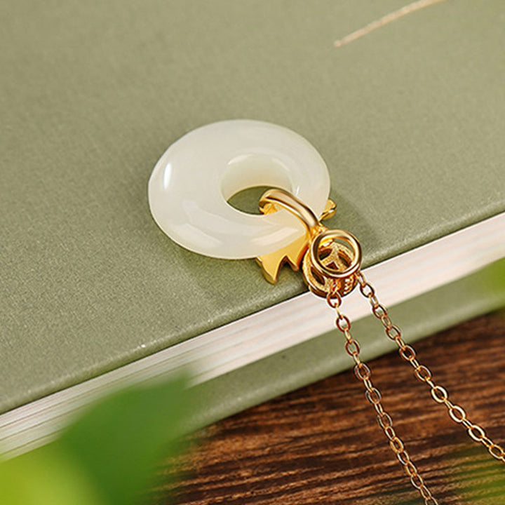 Buddha Stones, Plata de Ley 925 chapada en oro, Año del Dragón, Jade hetiano, hebilla de la paz, moneda de cobre, colgante de collar de abundancia - image 3