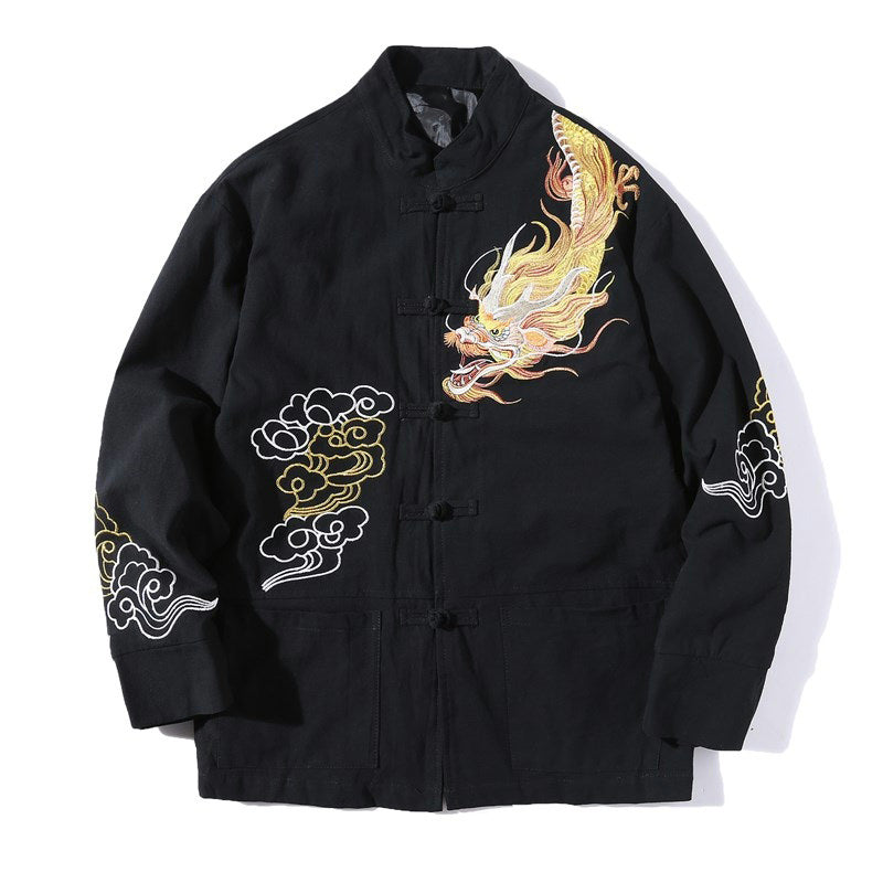 Ropa de bordado de nubes propicias de dragón de Buddha Stones , chaqueta de traje chino, ropa para hombres - image 1