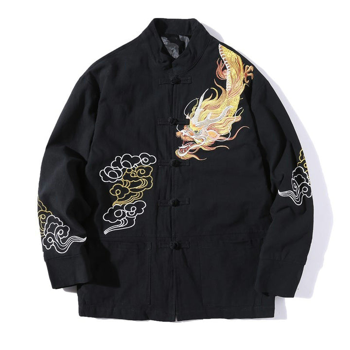 Ropa de bordado de nubes propicias de dragón de Buddha Stones , chaqueta de traje chino, ropa para hombres - image 1