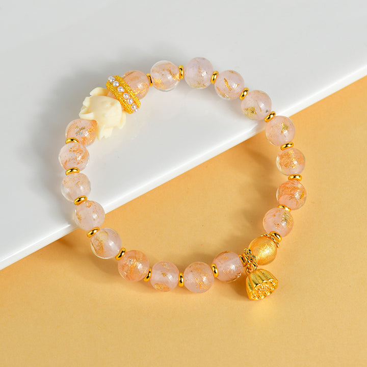 Pulsera con cuentas de cristal de liuli, incienso tibetano , Buddha Stones y amuleto de loto y zorro de nueve colas de la suerte