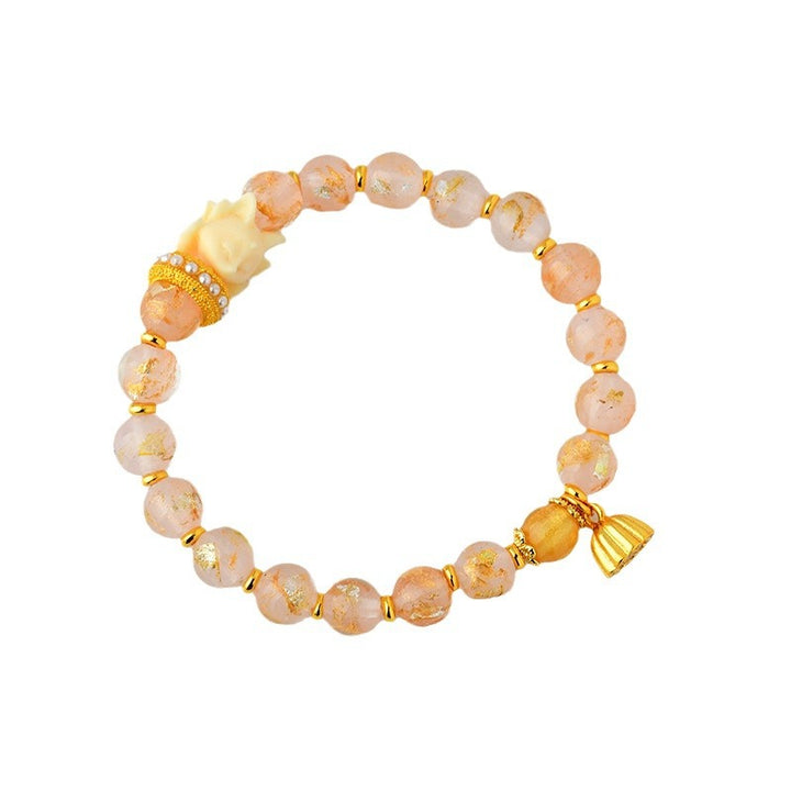 Pulsera con cuentas de cristal de liuli, incienso tibetano , Buddha Stones y amuleto de loto y zorro de nueve colas de la suerte