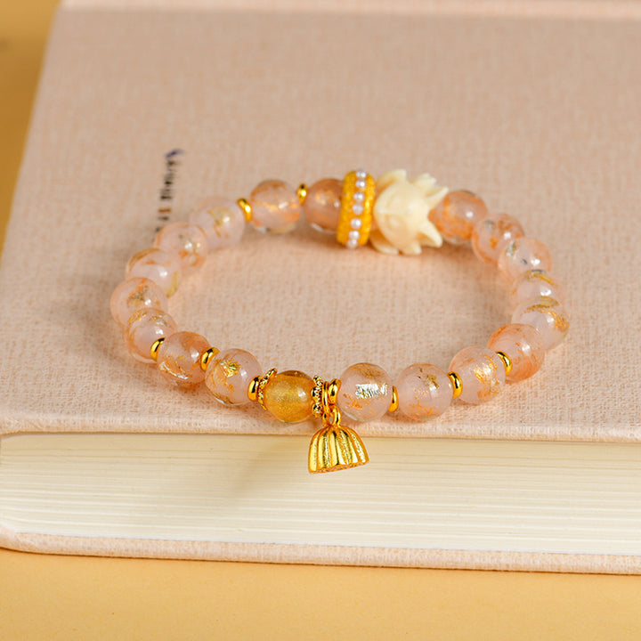 Pulsera con cuentas de cristal de liuli, incienso tibetano , Buddha Stones y amuleto de loto y zorro de nueve colas de la suerte
