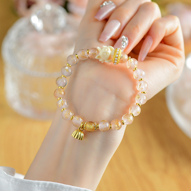 Pulsera con cuentas de cristal de liuli, incienso tibetano , Buddha Stones y amuleto de loto y zorro de nueve colas de la suerte